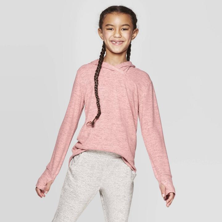 Girls' Cozy Long Sleeve Hoodie - C9 Champion Coral Pink