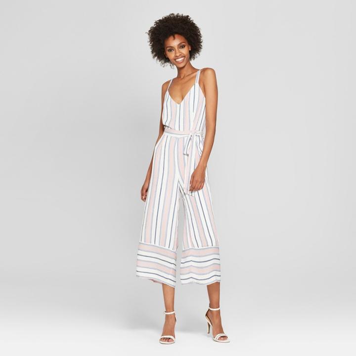 Women's Striped Sleeveless Jumpsuit - Needlework Blush