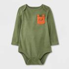 Baby Boys' Pocket Long Sleeve Bodysuit - Cat & Jack Olive Green Newborn