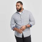 Men's Tall Standard Fit Checked Long Sleeve Button-down Shirt - Goodfellow & Co Cornelian Blue