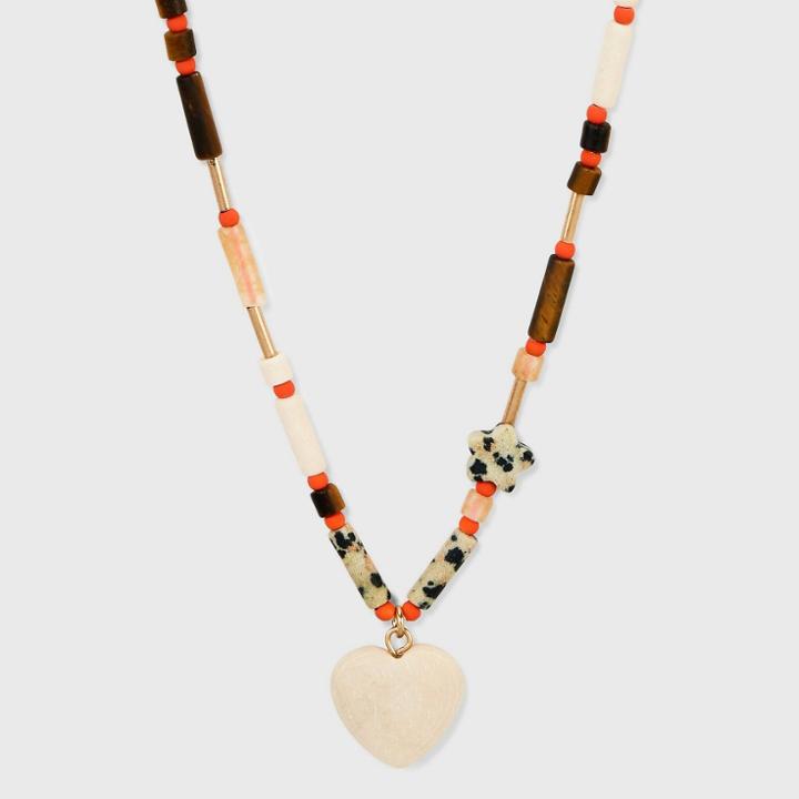 Semi-precious Tiger Eye Quartz Beaded Necklace - Universal Thread Brown