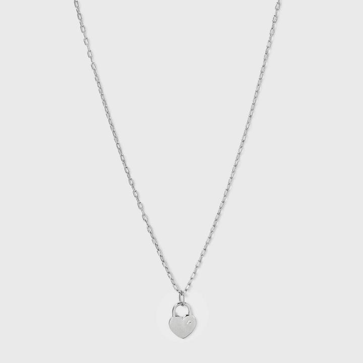 Silver Plated Padlock Heart Pendant Necklace - A New Day