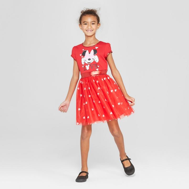 Girls' Disney Minnie Mouse Valentine's Day Dress - Red