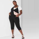 Women's Plus Size Sleeveless V-neck Knit Cropped Jumpsuit - Wild Fable Black,