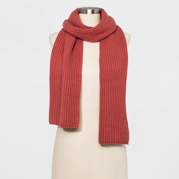 Women's Shaker Stitch Knit Scarf - A New Day Pink One Size,