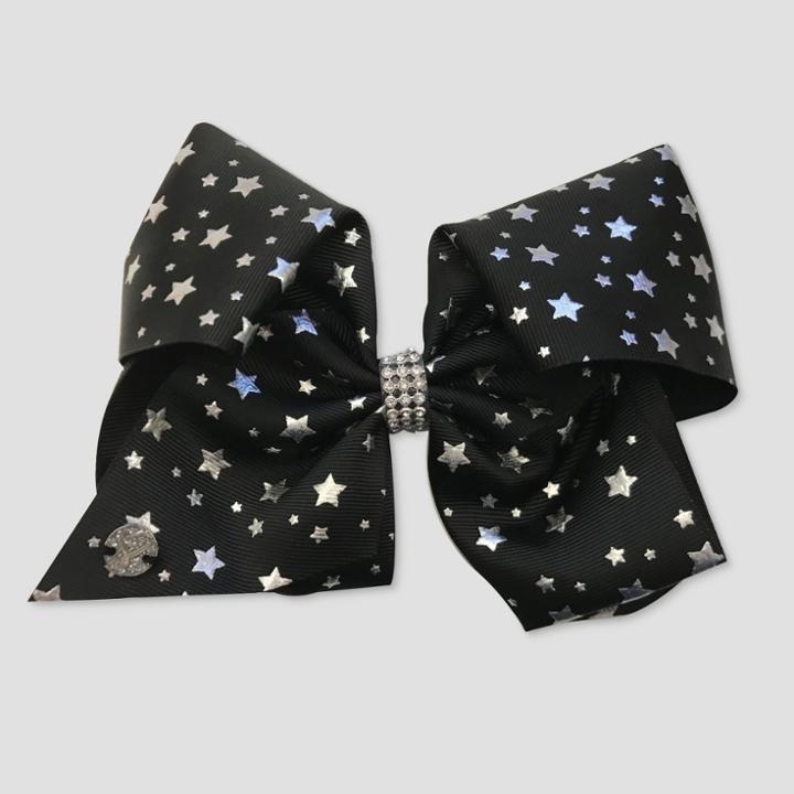 Girls' Jojo Siwa Black With Silver Stars Bow Hairclip