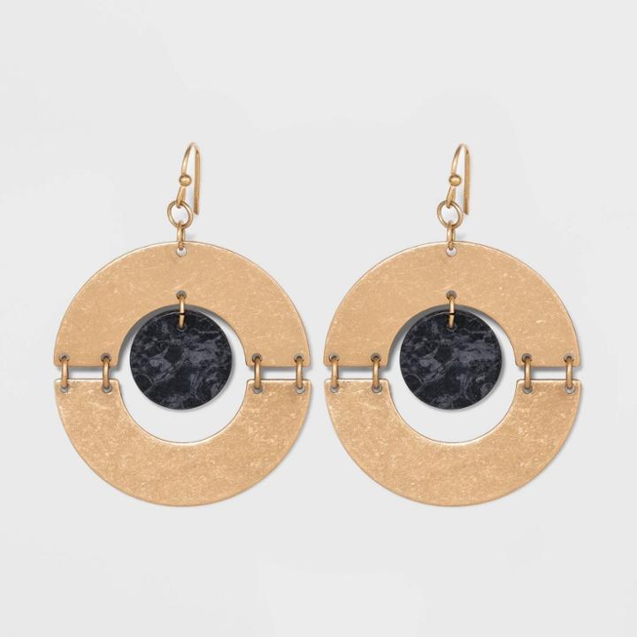 Semi-precious And Orbital Jasper Drop Earrings - Universal Thread Gray, Women's