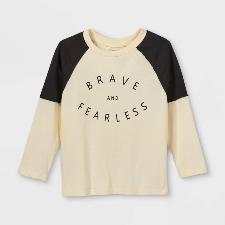 Toddler Boys' 'brave & Fearless' Long Sleeve T-shirt - Art Class Cream