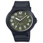Casio Men's Super Easy Reader Watch, Green/white Dial - Mw240-3bv, Black