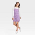 Girls' 2 For 1 Knit Slip Dress - Art Class Purple Floral