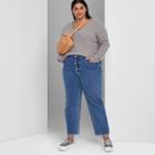Women's Plus Size V-neck Rib Knit Pullover Sweater - Wild Fable Gray