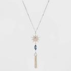 Tassel With Pave Star Long Pendant Necklace - A New Day Gold, Women's, Blue