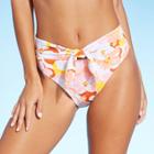 Juniors' Sash Tie High Leg High Waist Bikini Bottom - Xhilaration Pink Floral