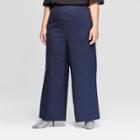 Women's Plus Size Wide Leg Pants - Ava & Viv Navy