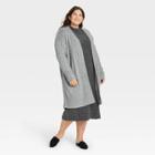 Women's Plus Size Cable Knit Open-front Cardigan - A New Day Charcoal Gray