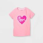 Girls' Flip Sequin Love Heart Short Sleeve T-shirt - Cat & Jack Pink