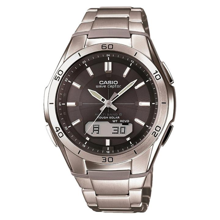 Men's Casio Waveceptor Solar Atomic Ana-digi Watch - Silver (wvam640d-1a),
