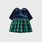 Mia & Mimi Baby Girls' Lurex Plaid Dress With Cardigan - Navy/green Newborn