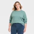 Women's Plus Size Embroidered Fleece Sweatshirt - Universal Thread Blue Hearts