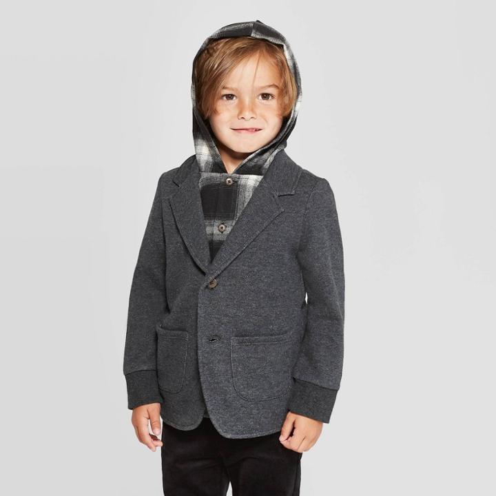 Toddler Boys' Blazer With Plaid Hoodie - Art Class Dark Gray 4t, Toddler Boy's, Black