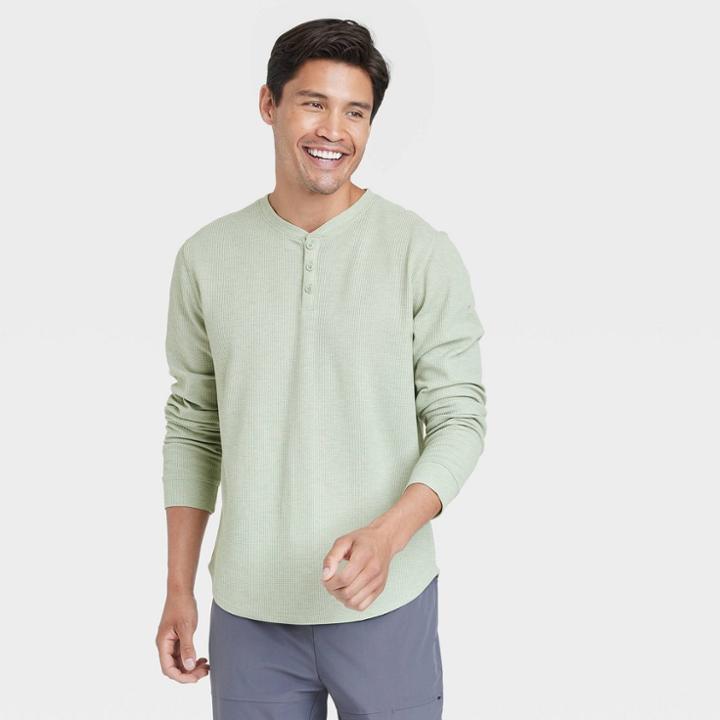 Men's Waffle-knit Henley Athletic Top - All In Motion