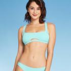 Women's Ribbed Front Cut Out Bralette Bikini Top - Xhilaration Blue