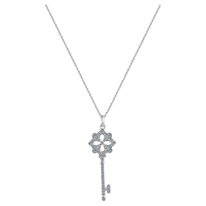 Zirconmania Women's Zirconite Petal Cubic Zirconia Key Pendant-16, Clear