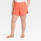 Women's Plus Size High-rise Pull-on Gauze Shorts - Universal Thread Coral Orange