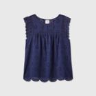 Women's Sleeveless Eyelet Blouse - Knox Rose Navy Xs, Women's, Blue