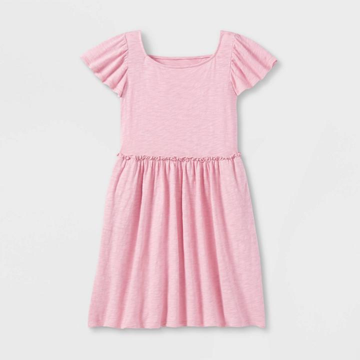 Girls' Short Sleeve Dress - Cat & Jack Dusty Pink