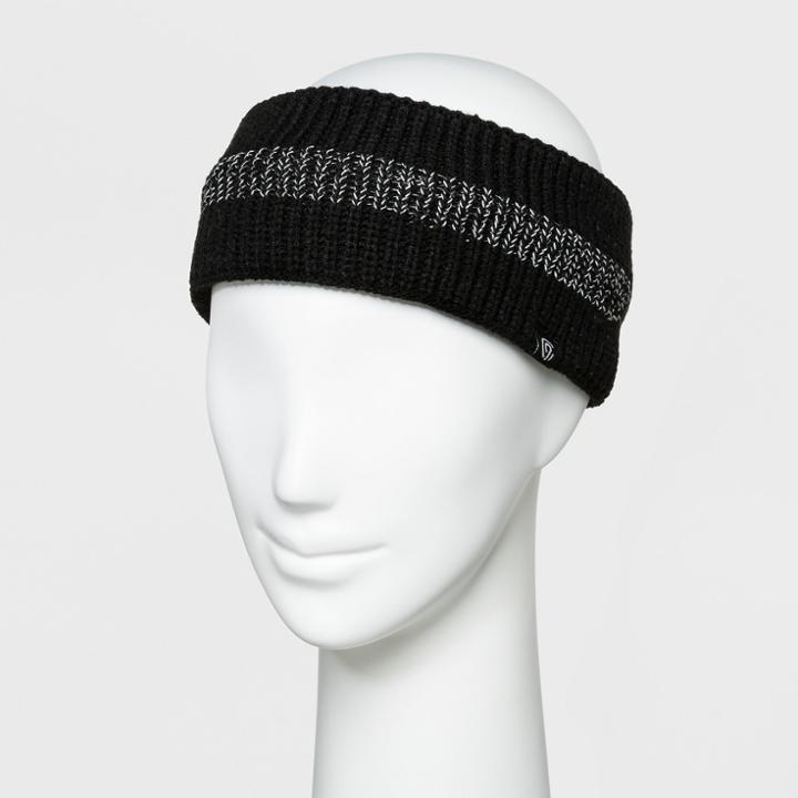 Women's Striped Acrylic Knit Reflective Stripe Outerwear Headband - C9 Champion Black/gray