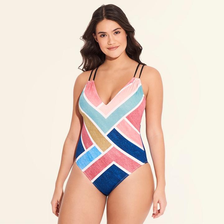 Women's Slimming Control One Piece Swimsuit - Beach Betty By Miracle Brands L,