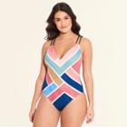 Women's Slimming Control One Piece Swimsuit - Beach Betty By Miracle Brands L,