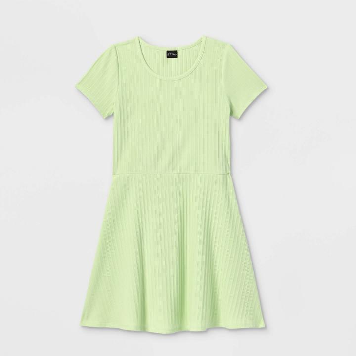 Girls' Skater Rib-knit Short Sleeve Dress - Art Class