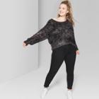 Women's Plus Size Scoop Neck Long Sleeve Pullover - Wild Fable Black 3x,