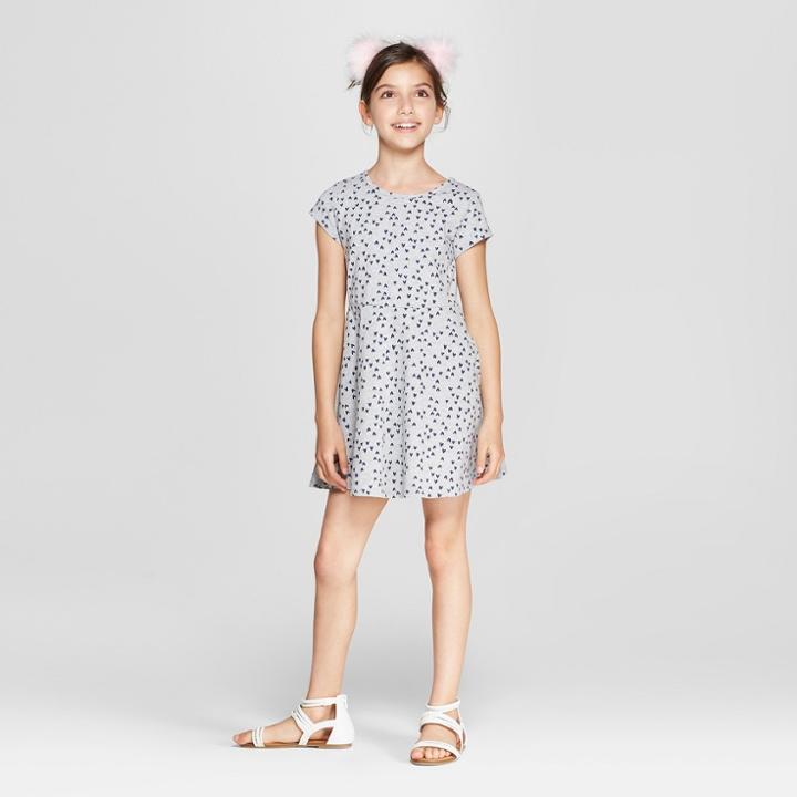 Girls' Short Sleeve Heart Dress - Cat & Jack Heather Gray
