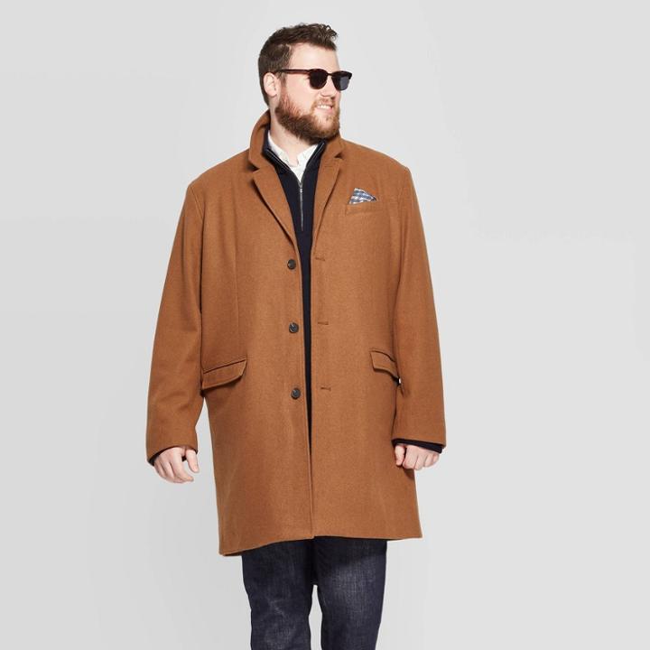 Men's Tall Wool Blend Over Coat - Goodfellow & Co Camel Lt,