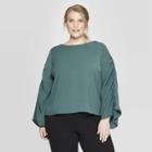 Women's Plus Size Long Sleeve Crew Neck Top - Prologue Green