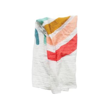 Clementine Kids Rainbow Print Swaddle Wrap, White