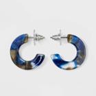Acetate Open Hoops Earrings - A New Day Blue, Women's