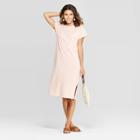 Women's Short Sleeve Crewneck Elevated T-shirt Dress - Universal Thread Peach (pink)