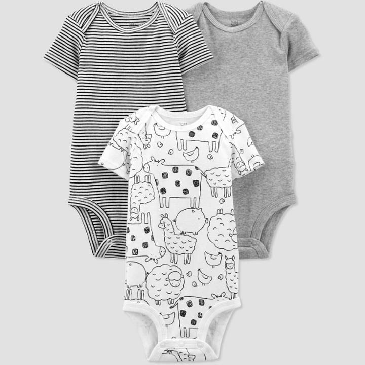 Baby 3pk Farm Animals Bodysuit - Just One You Made By Carter's Gray Newborn