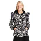 Women's Leopard Print Ruffle Hooded Sweatshirt - Sandy Liang X Target Black Xxs