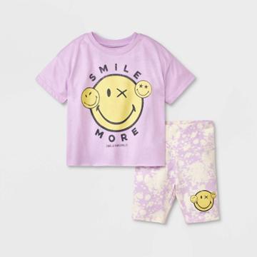 Toddler Girls' Smileyworld Top And Bottom Set - Purple