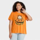 Nickelodeon Women's Plus Size Halloween Garfield Pumpkins Short Sleeve Graphic T-shirt - Matte Orange