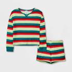 Girls' 2pc Waffle Pajama Set - Art Class Green