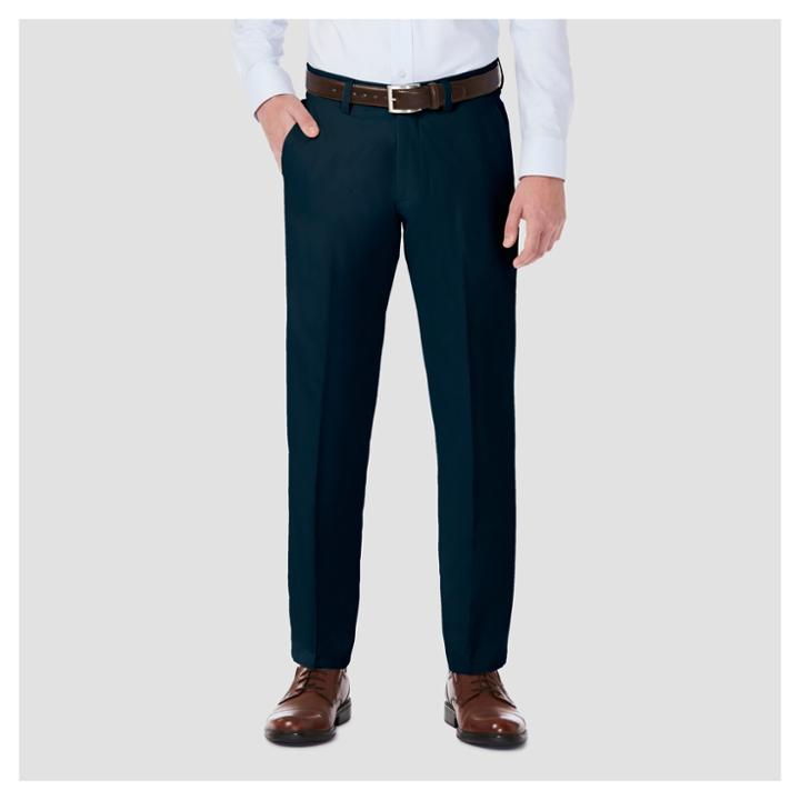 Haggar H26 Men's Performance 4 Way Stretch Straight Fit Trouser Pants - Navy