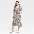 The Nines By Hatch Elbow Sleeve Ruched Maternity Dress Floral Xs, Multicolor Floral