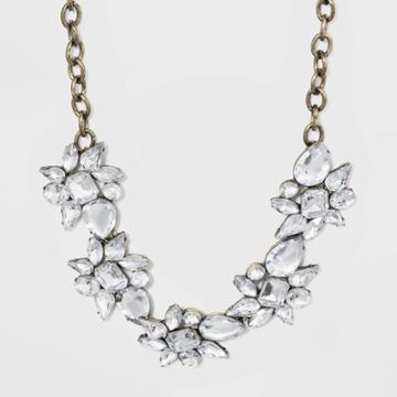 Sugarfix By Baublebar Floral Crystal Statement Necklace - Clear, Women's