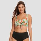 Women's Slimming Control Tie Front Bralette - Beach Betty By Miracle Brands Blue Floral